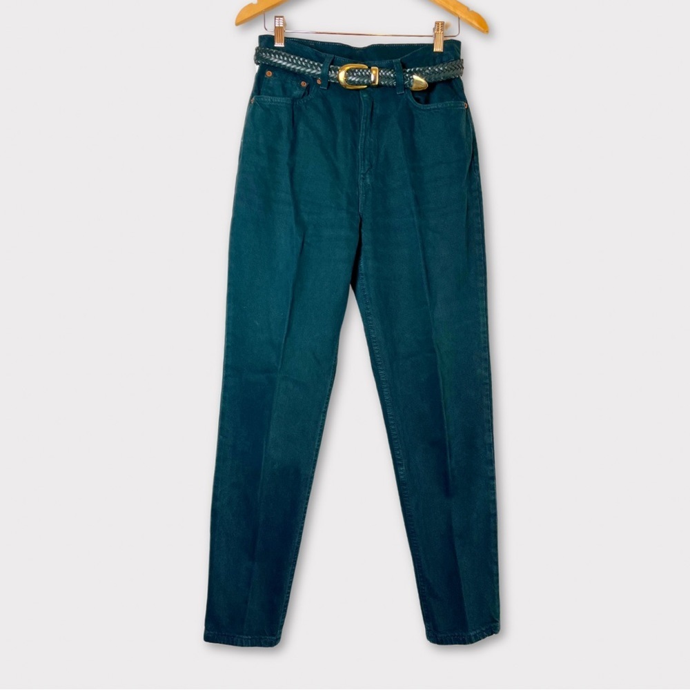 Vintage Levi’s Jeans + Capezio Belt | 521 | USA | Green | Tapered | 10 - Picture 4 of 14